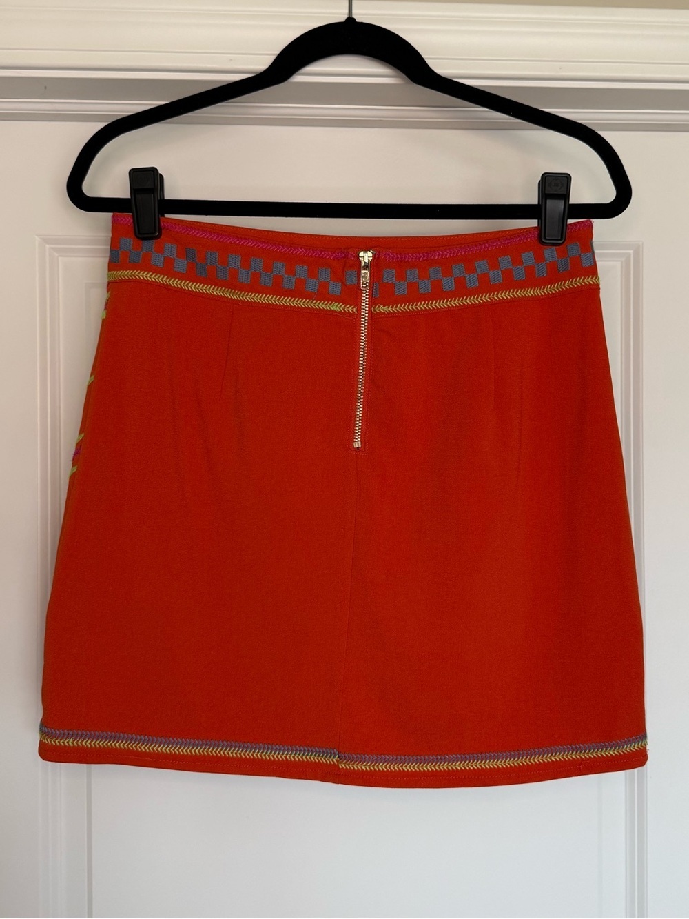 Anthro Champagne & Strawberry Southwest Embroidered Mini Skirt | M - Picture 3 of 6